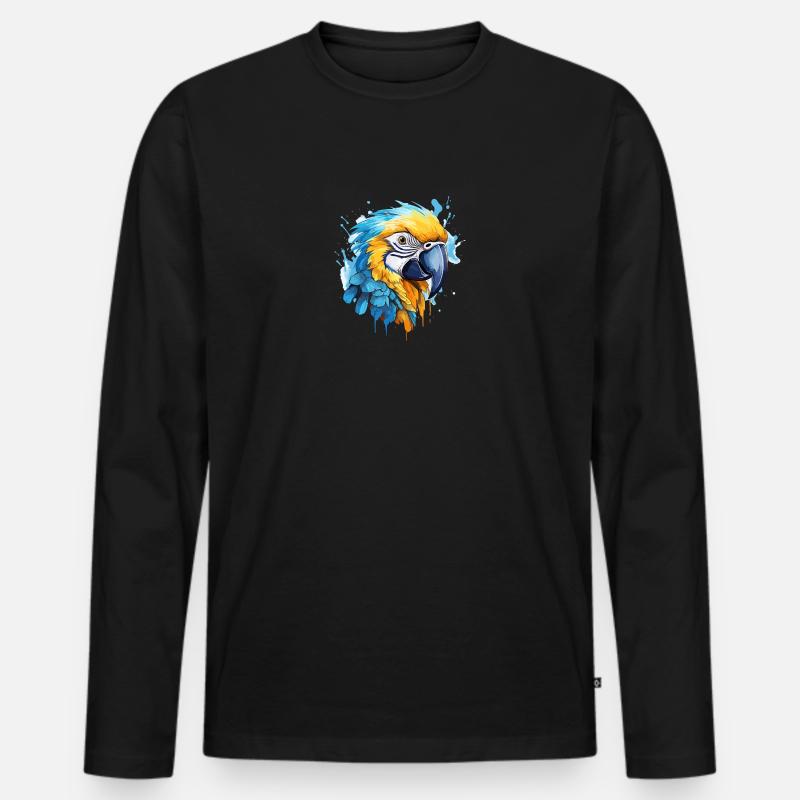 Blau-Gold Ara - Männer Premium Bio Langarmshirt - Schwarz