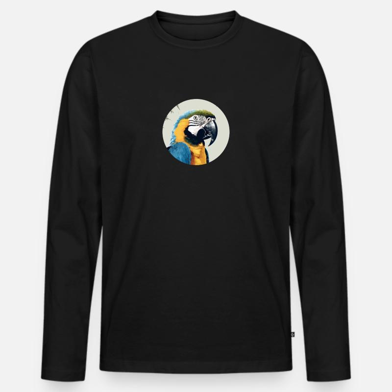 Blau-Gold Ara - Männer Premium Bio Langarmshirt - Schwarz
