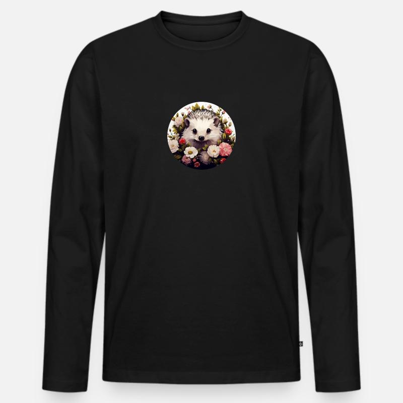 Süßer Igel - Männer Premium Bio Langarmshirt - Schwarz