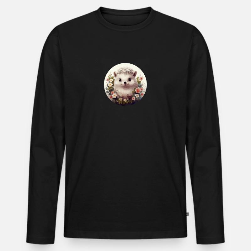 Süßer Igel - Männer Premium Bio Langarmshirt - Schwarz