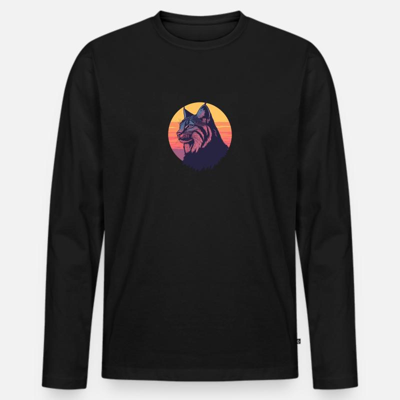 Luchs - Männer Premium Bio Langarmshirt - Schwarz