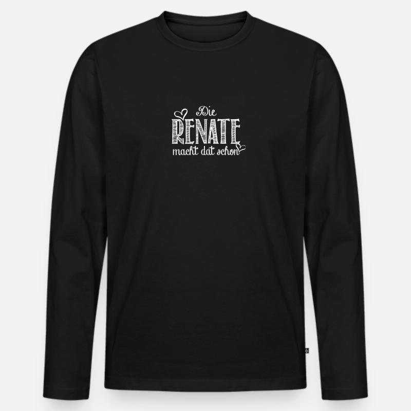 renate - Männer Premium Bio Langarmshirt - Schwarz