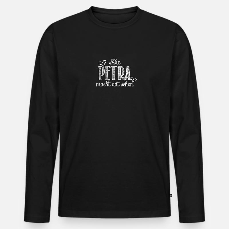 petra - Männer Premium Bio Langarmshirt - Schwarz