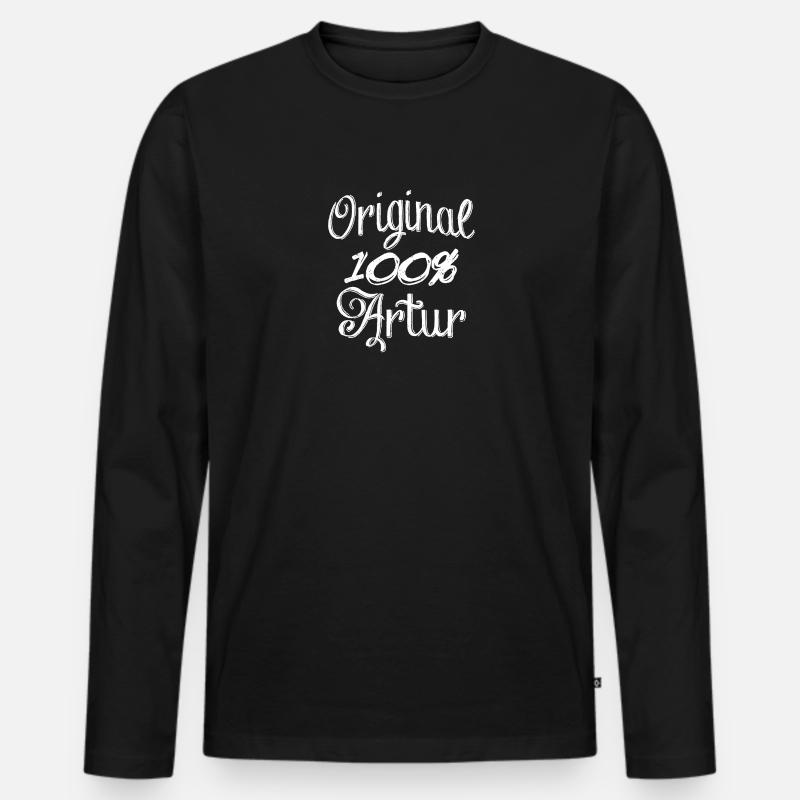 Original 100% Artur - Männer Premium Bio Langarmshirt - Schwarz