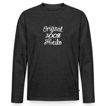 Original 100% Heiko - T-shirt manches longues Premium bio Homme - anthracite chiné - Devant - Nico (187cm)