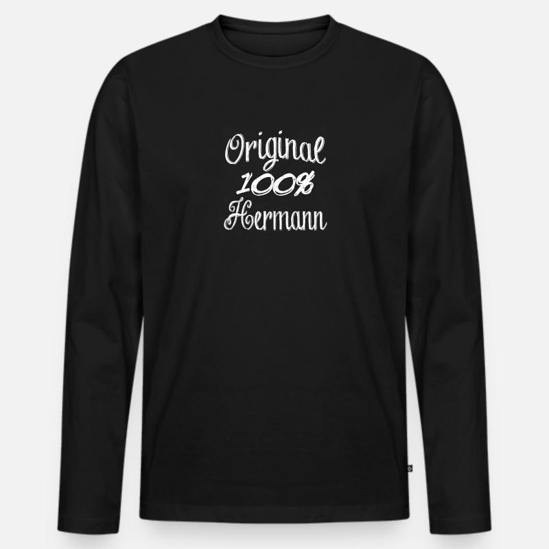 Original 100% Hermann - Männer Premium Bio Langarmshirt - Schwarz
