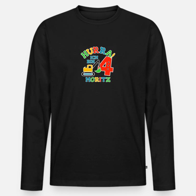 Name Moritz 4. Geburtstag Personalisiert - Männer Premium Bio Langarmshirt - Schwarz