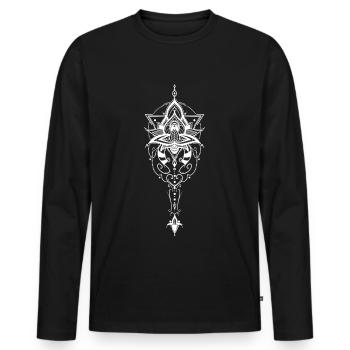 Mandala fleurs lotus bloom yoga cadeau - T-shirt manches longues Premium bio Homme - noir - Devant - Nico (187cm)