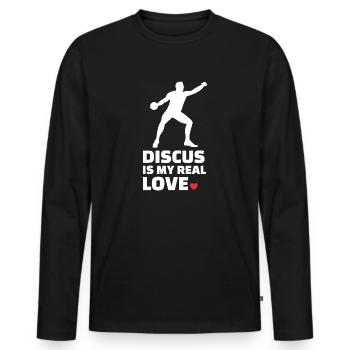 Disque - T-shirt manches longues Premium bio Homme - noir - Devant - Nico (187cm)