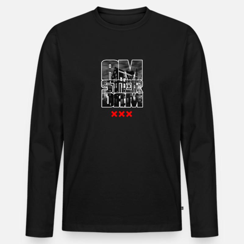 AMSTERDAM - Männer Premium Bio Langarmshirt - Schwarz