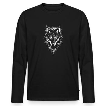 Wolf Wild Animal Forest Nature Hiking Wilderness - Men's Premium Organic Long Sleeve Shirt - black - Front - Nico (187cm)
