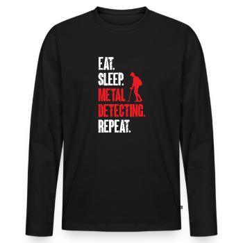 Détecteur de métaux Détection de métaux Chasse au trésor - T-shirt manches longues Premium bio Homme - noir - Devant - Nico (187cm)