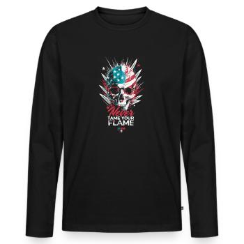 Never Tame Your Flame - Männer Premium Bio Langarmshirt - Schwarz - Vorne - Nico (187cm)