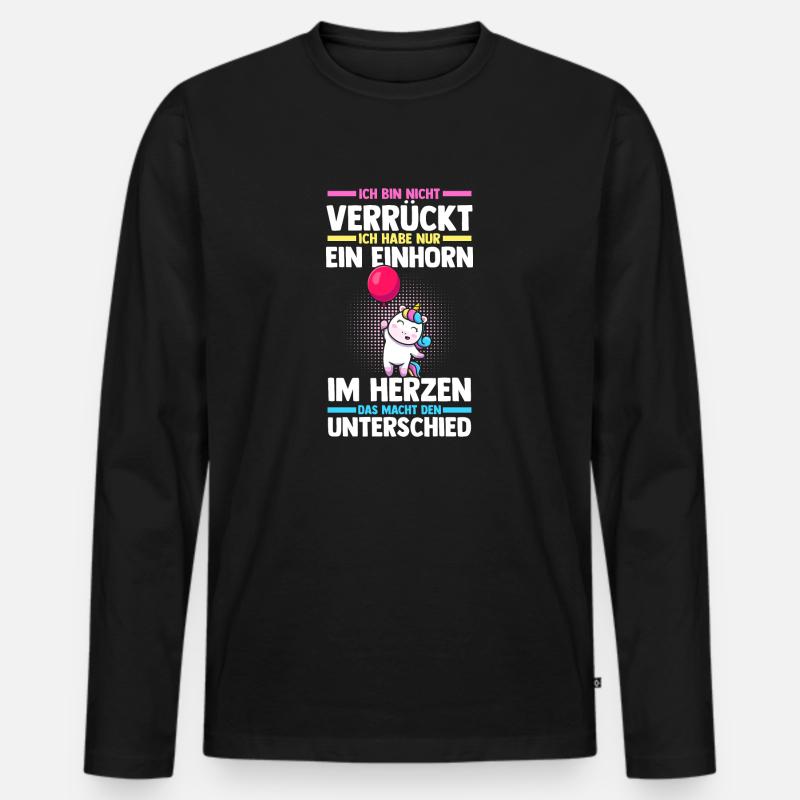 Einhorn - Männer Premium Bio Langarmshirt - Schwarz