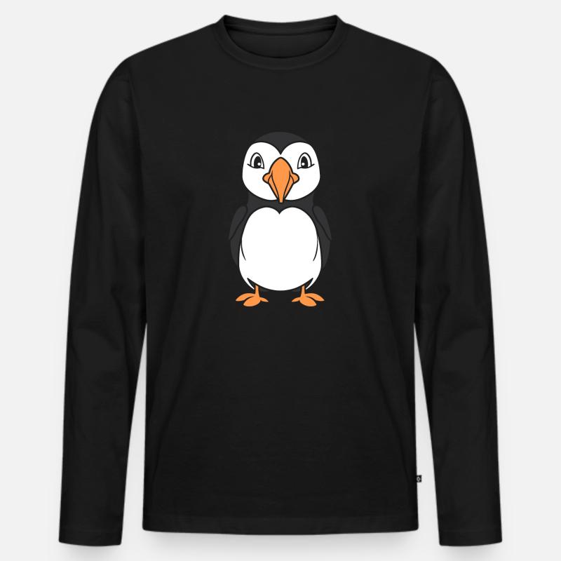 Papageitaucher - Männer Premium Bio Langarmshirt - Schwarz