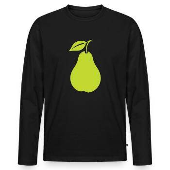 Birne - Männer Premium Bio Langarmshirt - Schwarz - Vorne - Nico (187cm)