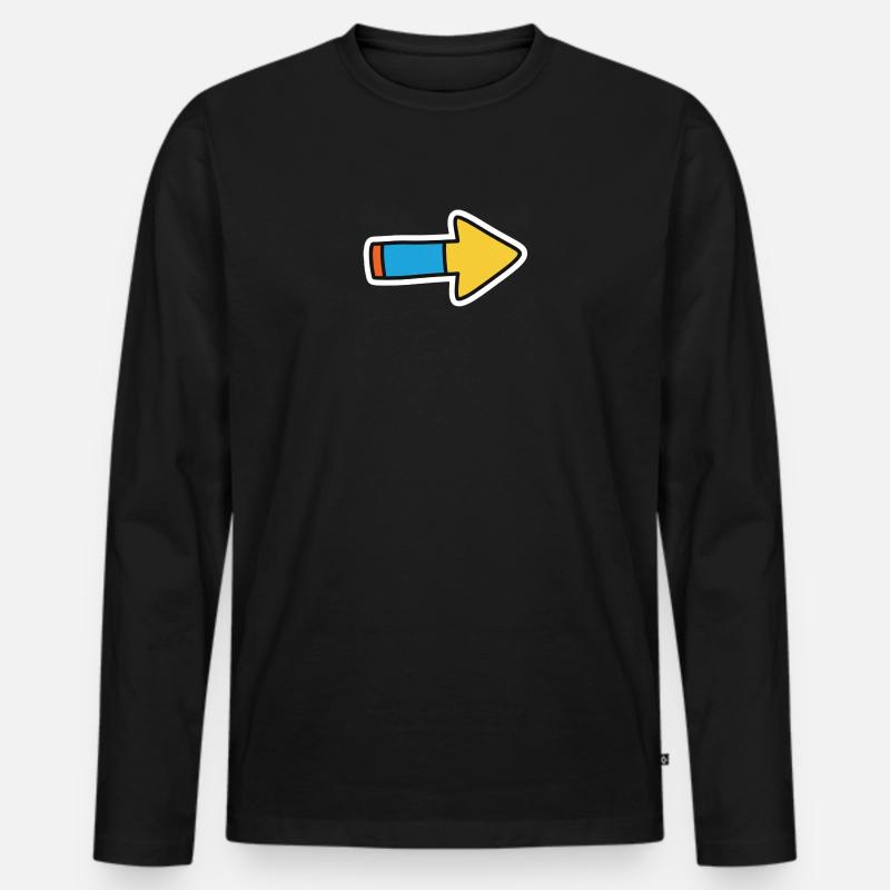 Comic Pfeil Richtung Rechts - Männer Premium Bio Langarmshirt - Schwarz