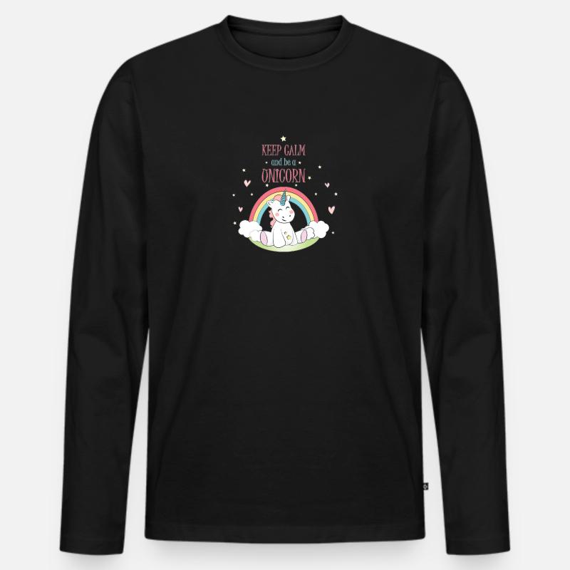 Unicorn - Männer Premium Bio Langarmshirt - Schwarz