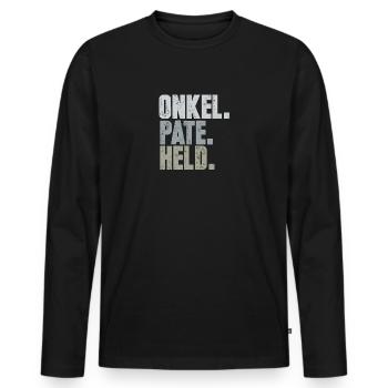 Onkel Pate Held Patenonkel lustig Taufpate - Männer Premium Bio Langarmshirt - Schwarz - Vorne - Nico (187cm)