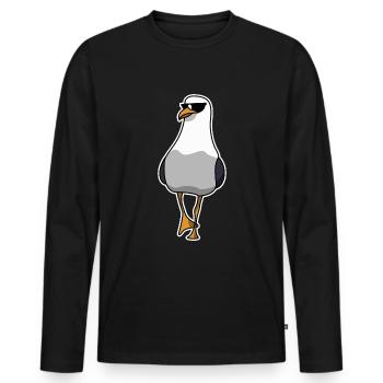 Une mouette cool va au nord de l'Allemagne - T-shirt manches longues Premium bio Homme - noir - Devant - Nico (187cm)