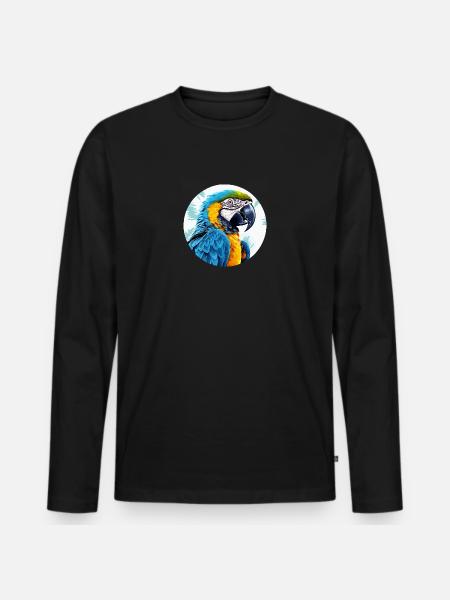 Blue and gold macaw - Men's Premium Organic Long Sleeve Shirt - black