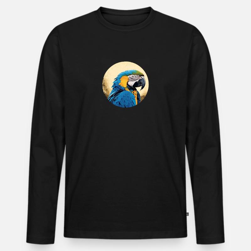 Blau-Gold Ara - Männer Premium Bio Langarmshirt - Schwarz