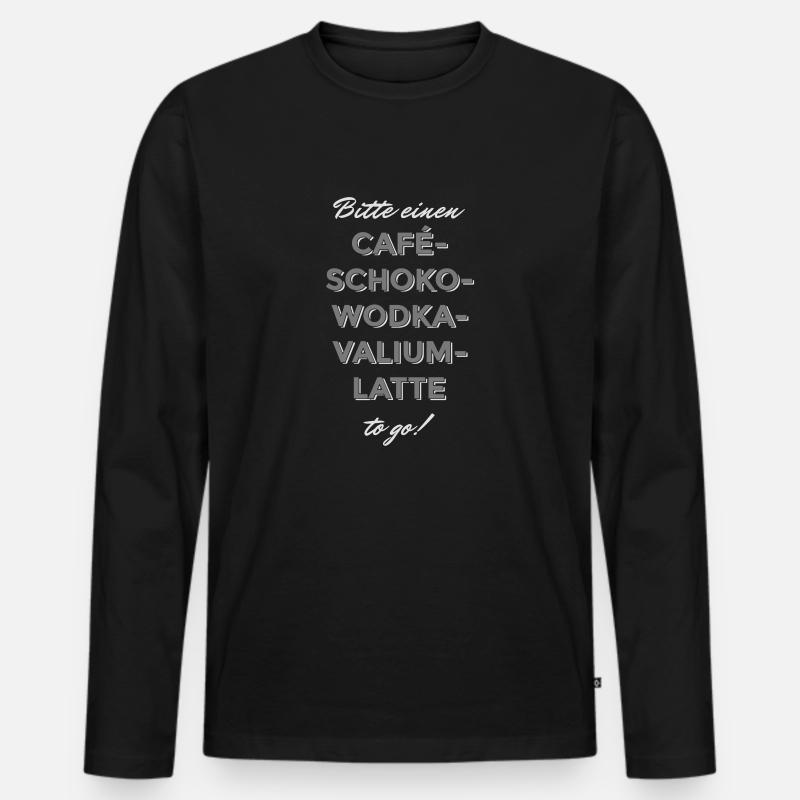 Cafe-Schoko-Wodka-Valium-Latte - Männer Premium Bio Langarmshirt - Schwarz