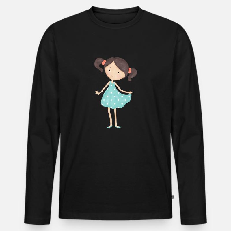 Mädchen - Männer Premium Bio Langarmshirt - Schwarz