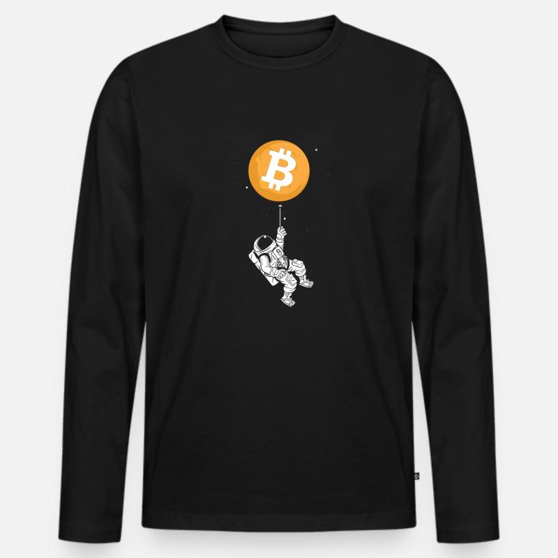 Astronaut Bitcoin - Männer Premium Bio Langarmshirt - Schwarz