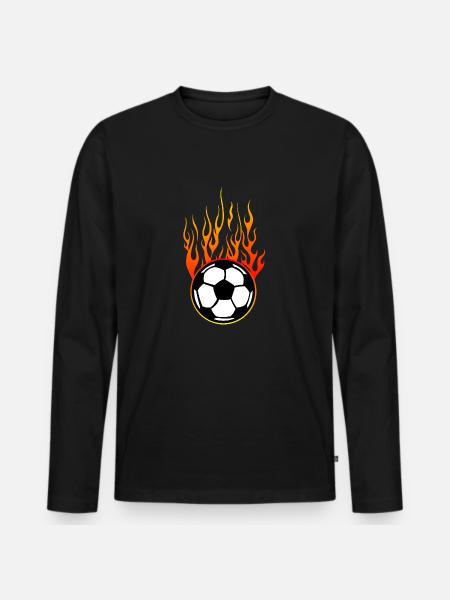 fodbold flamme flamme logo - Premium økologisk langærmet T-shirt til mænd - sort