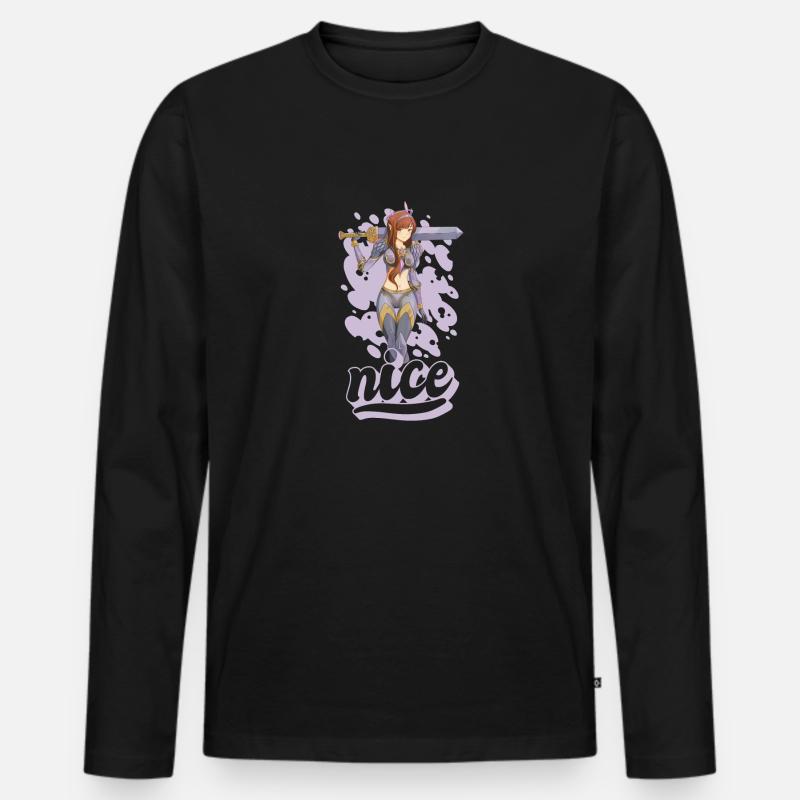 nice anime warrior - Männer Premium Bio Langarmshirt - Schwarz