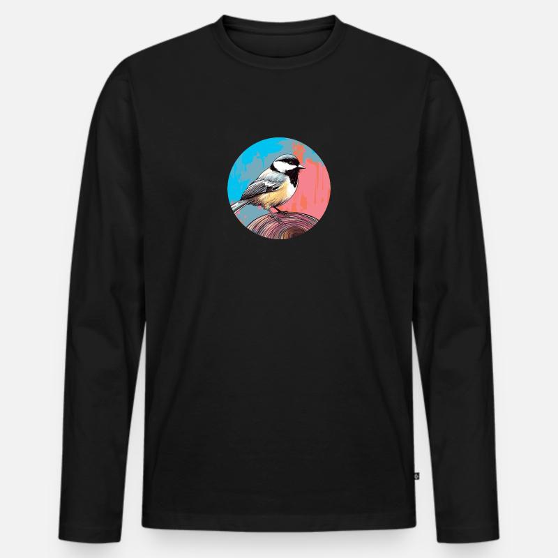 Meise - Männer Premium Bio Langarmshirt - Schwarz