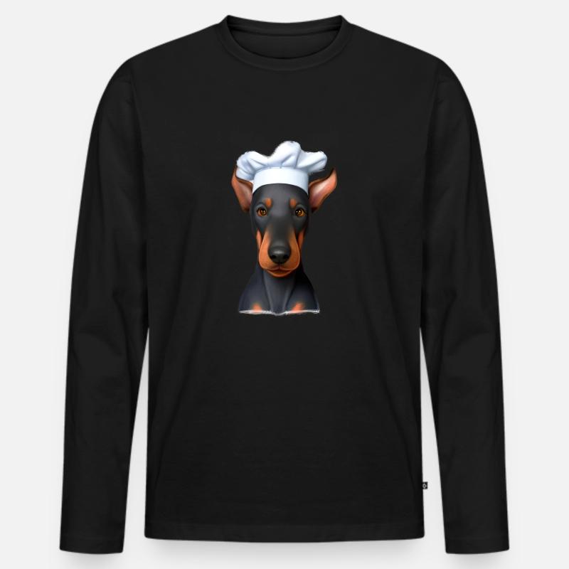 Dobermann Gastronom Hund Köche Dobermannwelpe - Männer Premium Bio Langarmshirt - Schwarz