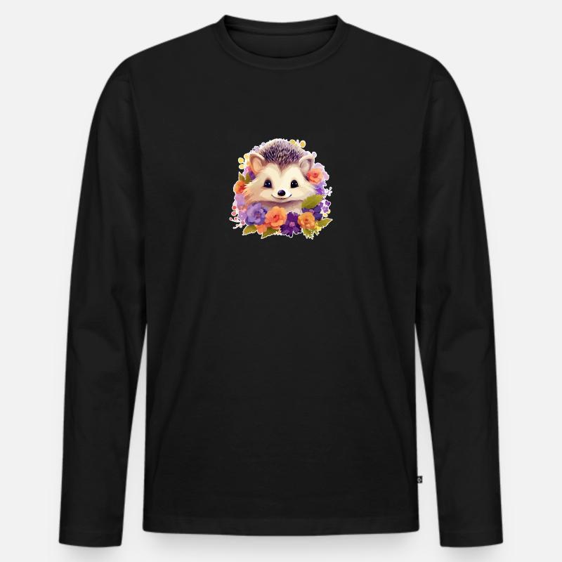 Süßer Igel - Männer Premium Bio Langarmshirt - Schwarz