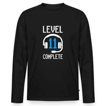 11e anniversaire Enfant Enfants Jeux de cadeaux - T-shirt manches longues Premium bio Homme - noir - Devant - Nico (187cm)
