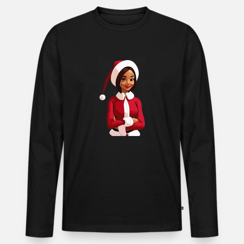 Weihnachtsfrau / Weihnachtsmann - Männer Premium Bio Langarmshirt - Schwarz
