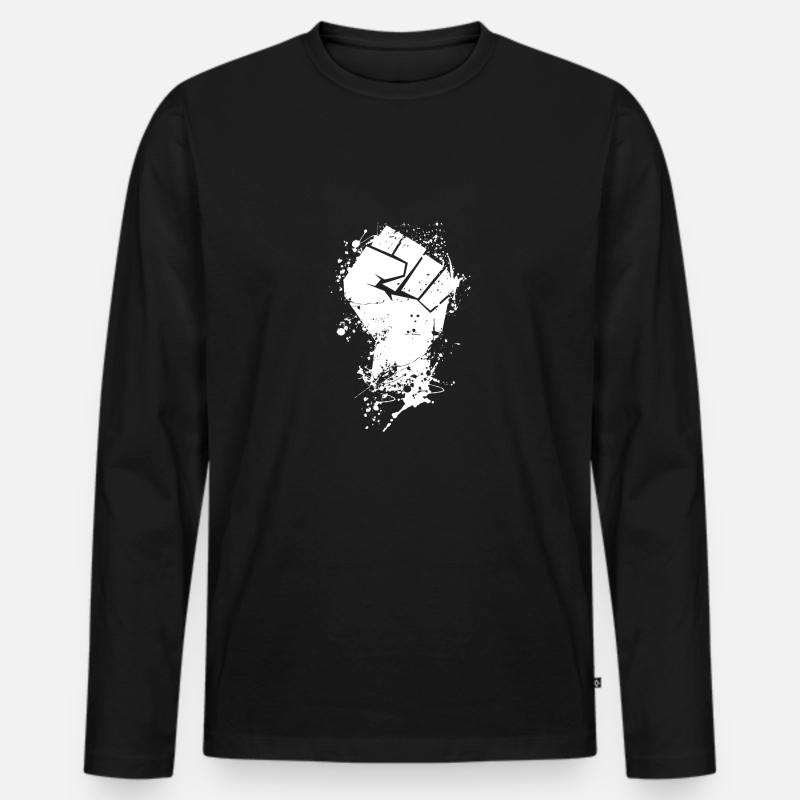 Revolution Faust in weiss - Männer Premium Bio Langarmshirt - Schwarz