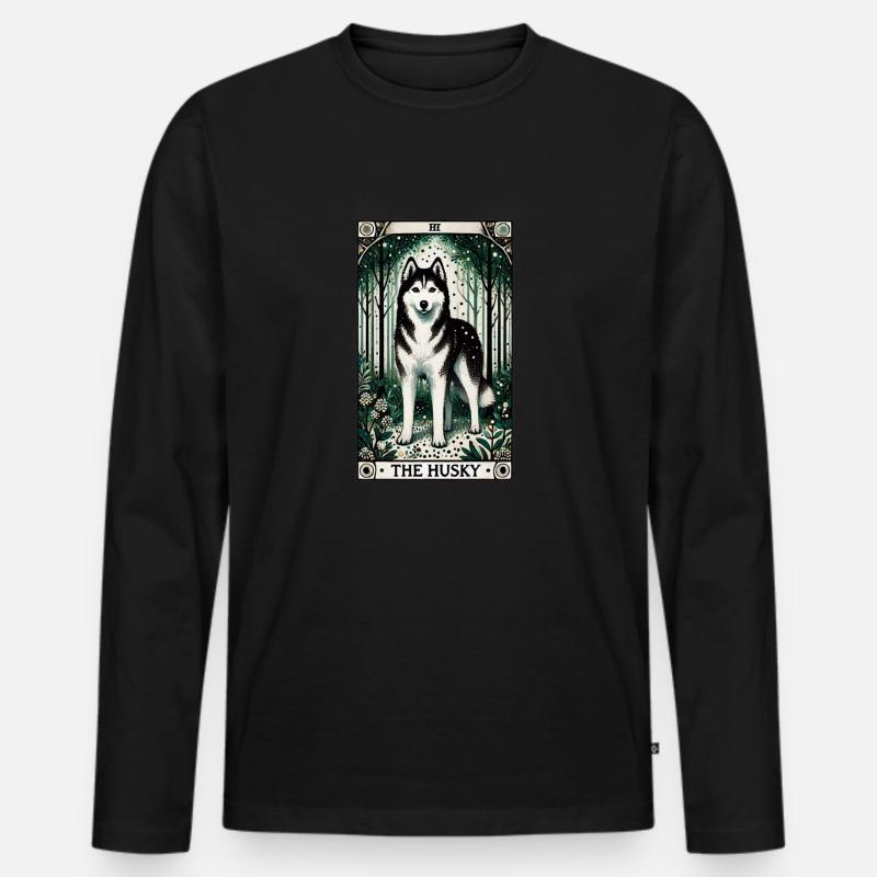 Der Husky - Männer Premium Bio Langarmshirt - Schwarz