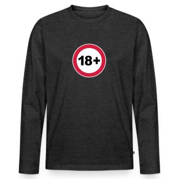 18 / 18. Geburtstag. / 18+ - Männer Premium Bio Langarmshirt - Anthrazit meliert - Vorne - Nico (187cm)