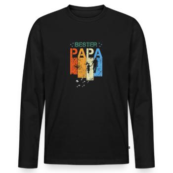 Papa, ist der beste, Bester Papa - Männer Premium Bio Langarmshirt - Schwarz - Vorne - Nico (187cm)
