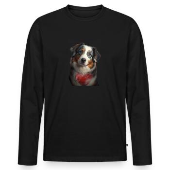 Australian Shepherd Valentins Tag - Männer Premium Bio Langarmshirt - Schwarz - Vorne - Nico (187cm)