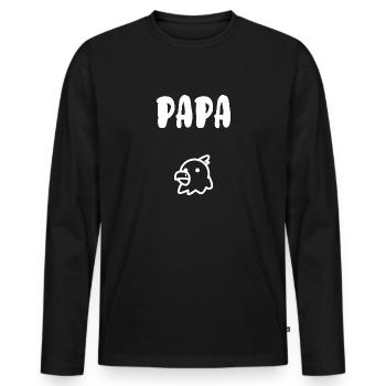 Papa poule - T-shirt manches longues Premium bio Homme - noir - Devant - Nico (187cm)