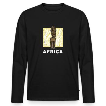 Afro Comb Hair Ebony Africa Culture Gift - Men's Premium Organic Long Sleeve Shirt - black - Front - Nico (187cm)
