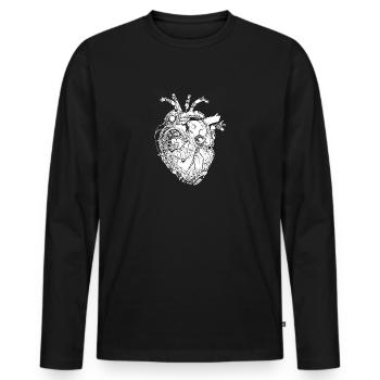 Steampunk heart, white - Men's Premium Organic Long Sleeve Shirt - black - Front - Nico (187cm)