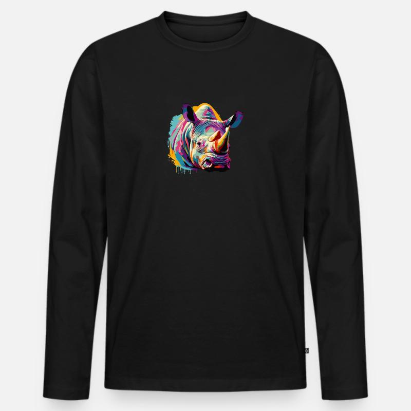 Rhinozeros - Männer Premium Bio Langarmshirt - Schwarz