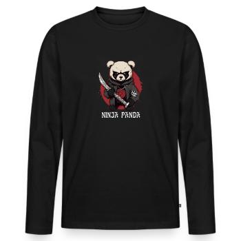Ninja Panda - Men's Premium Organic Long Sleeve Shirt - black - Front - Nico (187cm)