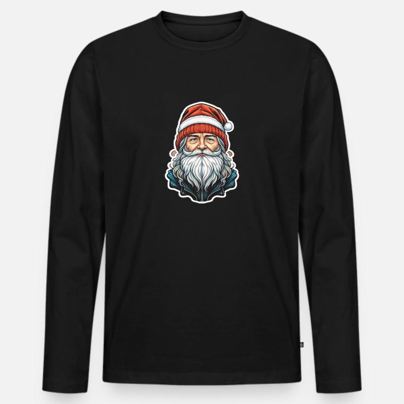 Weihnachtsmann - Männer Premium Bio Langarmshirt - Schwarz
