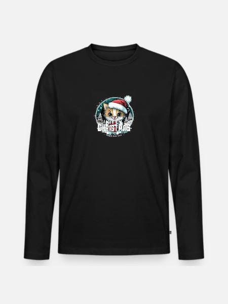 Chat de Noël - Kitty Noël - T-shirt manches longues Premium bio Homme - noir