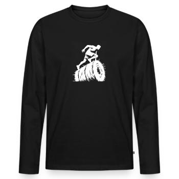 Jump over the straw abellem in the obstacle course - Men's Premium Organic Long Sleeve Shirt - black - Front - Nico (187cm)