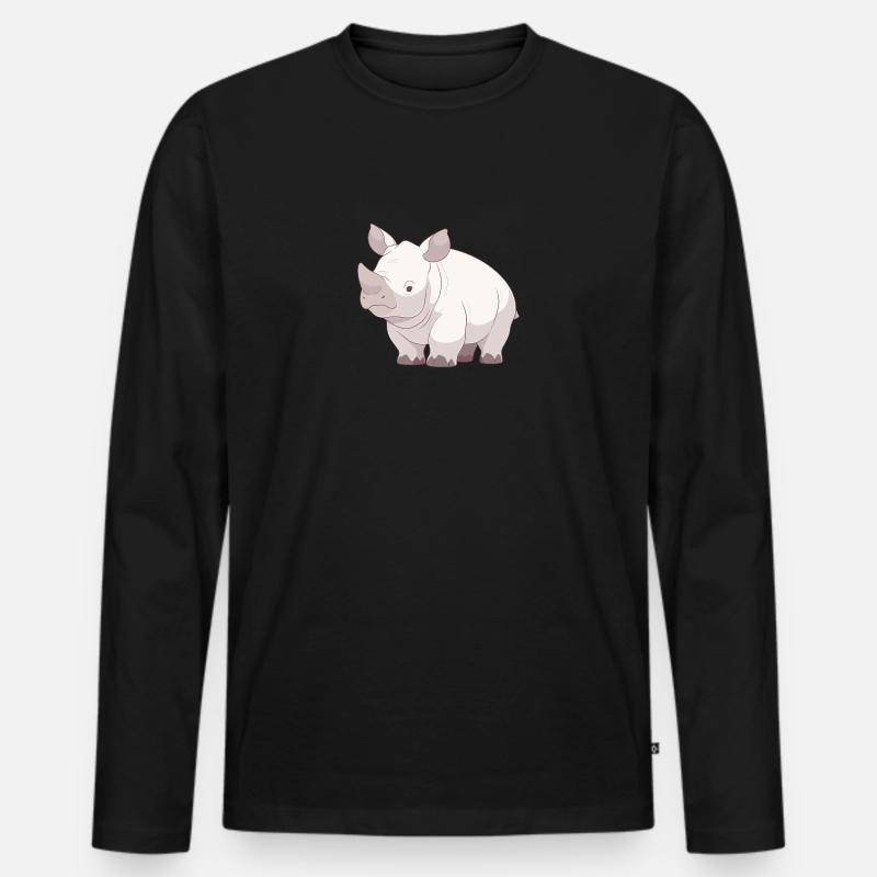 Rhinozeros - Männer Premium Bio Langarmshirt - Schwarz